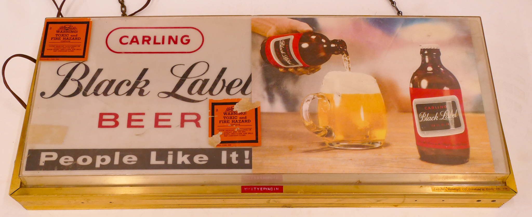 Appraisal: Vintage Black Label Beer Light Sign- x ''