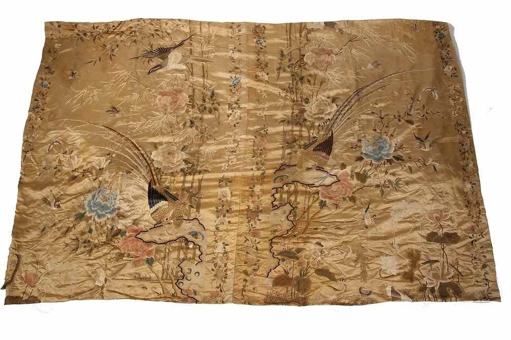 Appraisal: PCS ALTERED TH C CHINESE STICHWORK SILK - th c