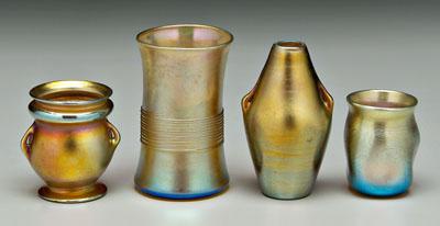 Appraisal: Four pieces Tiffany glass miniature tumbler with thread decoration marked