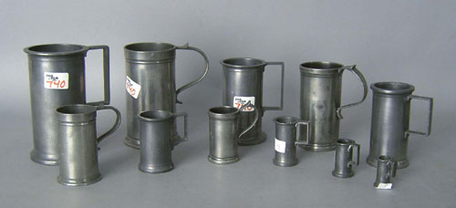 Appraisal: Eleven French graduated pewter measures th c