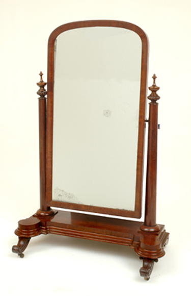 Appraisal: A SUBSTANTIAL VICTORIAN MAHOGANY CHEVAL MIRROR The arched plate supported