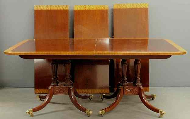 Appraisal: Duncan Phyfe style mahogany dining table by Baker Furniture with