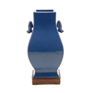 Appraisal: A Blue Glazed Square Form Vase th Century cm A