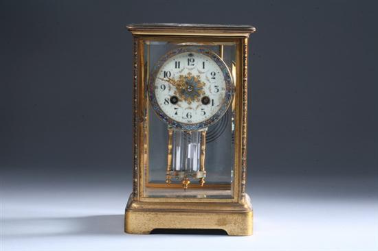 Appraisal: FRENCH BRASS-CASED AND BEVELED GLASS MANTLE CLOCK Circa works stamped