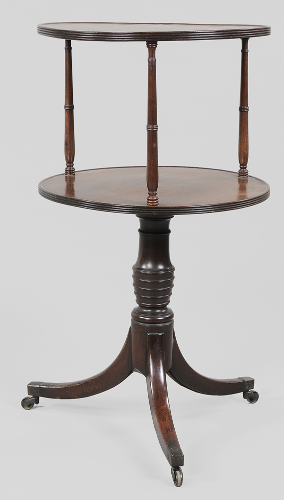 Appraisal: Regency Mahogany Two-Tiered Server British early th century figured mahogany