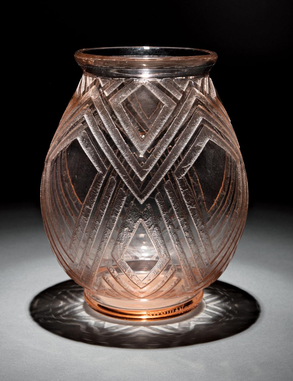 Appraisal: Art Deco Daum Acid Etched Glass Vase early th c