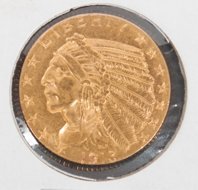 Appraisal: U S Indian Head type gold half eagle AU-