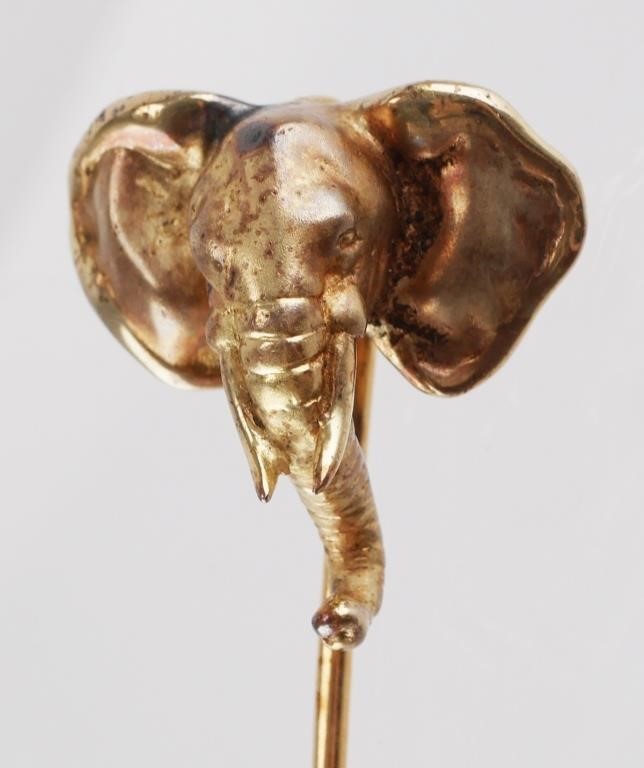 Appraisal: K YELLOW GOLD FIGURAL ELEPHANT STICK PIN BROOCH K yellow