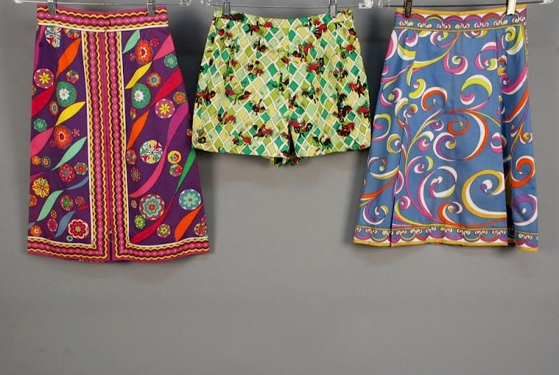 Appraisal: TWO PUCCI PRINTED COTTON SKIRTS s One wrap with scrolls