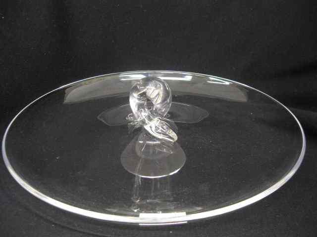 Appraisal: Steuben Crystal Serving Dish center handle '' diameter signed excellent