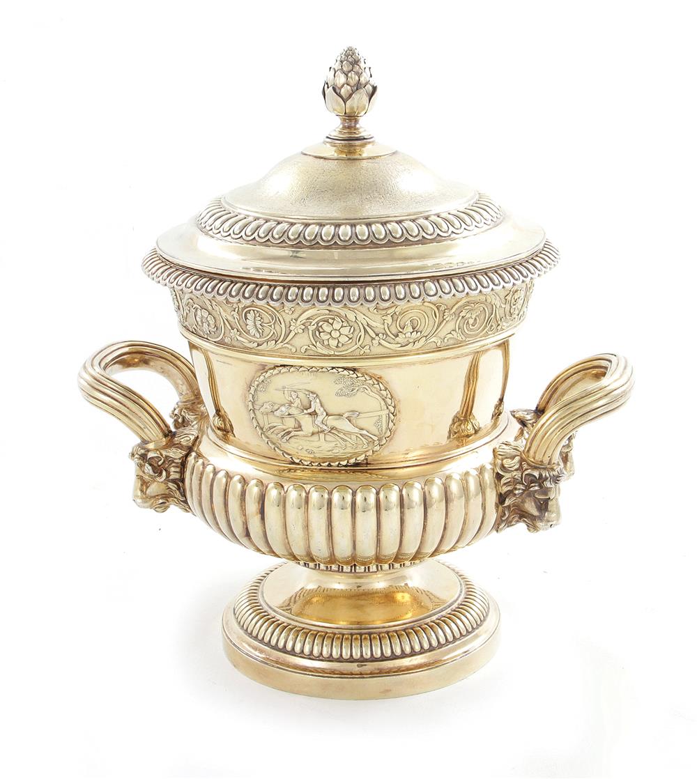 Appraisal: George III silver-gilt trophy cup and cover John Harris London