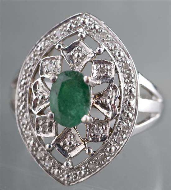 Appraisal: KT yellow gold emerald and diamond ring The top of