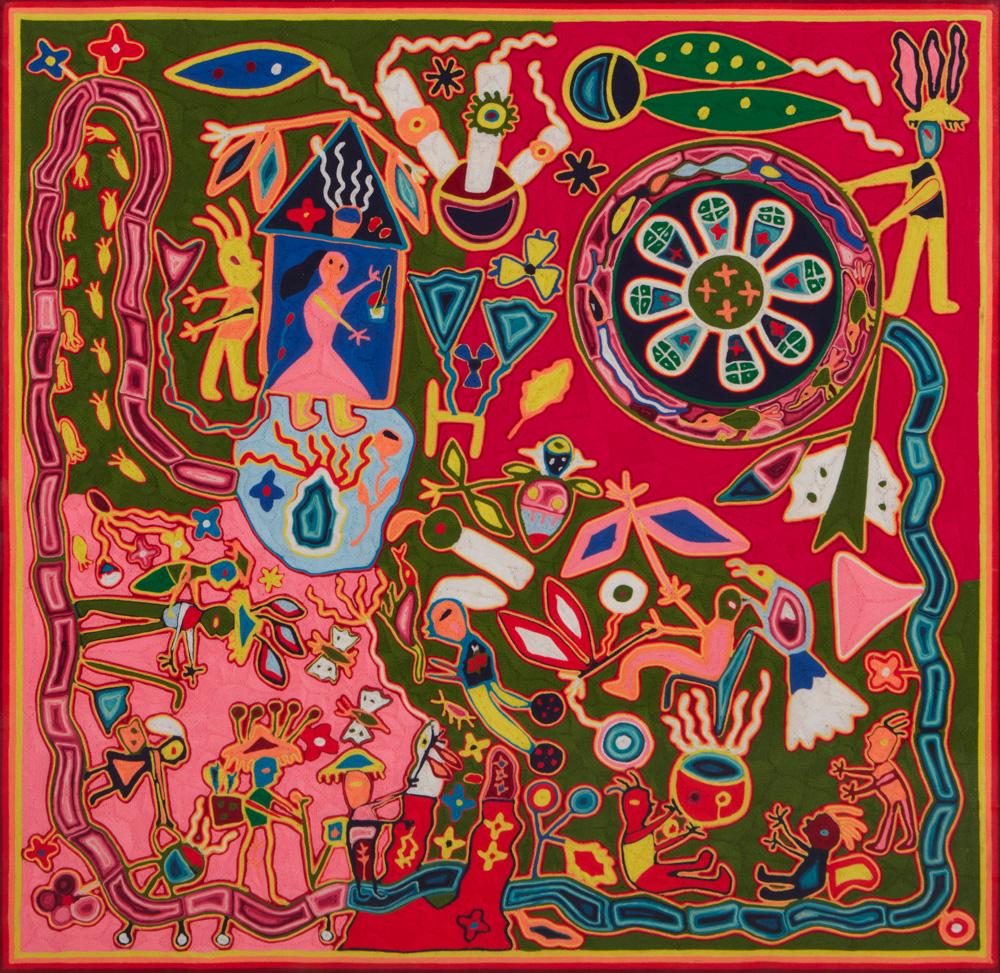 Appraisal: A Huichol yarn painting th Century Huichol people Mexico In