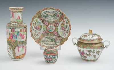 Appraisal: A Lot of Four Famille Rose Porcelain Table Objects Consisting