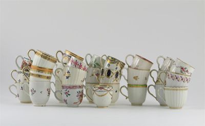 Appraisal: Twenty eight coffee cups mostly Caughley variously decorated with flowers