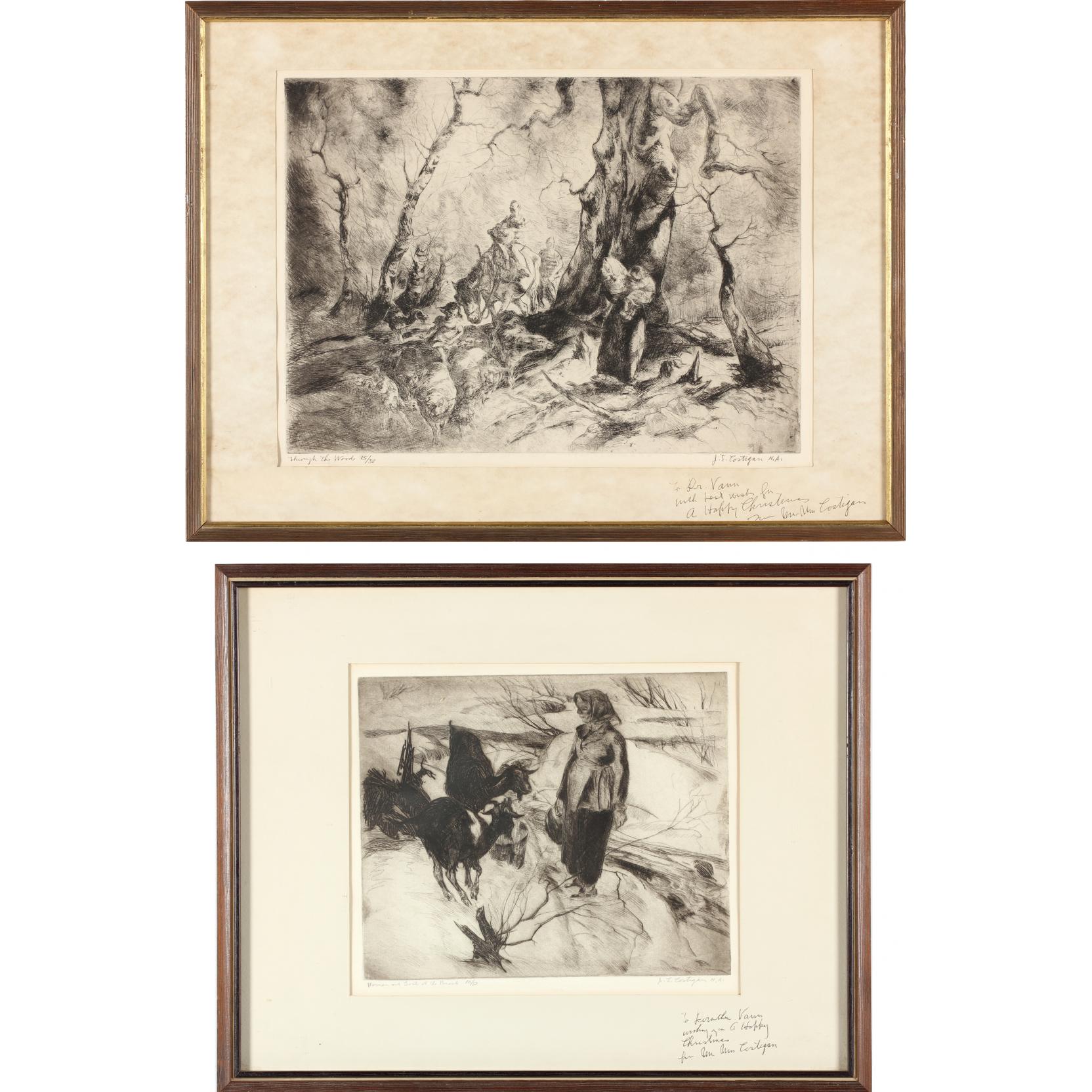 Appraisal: John Costigan - Two Etchings the first titled Woman and