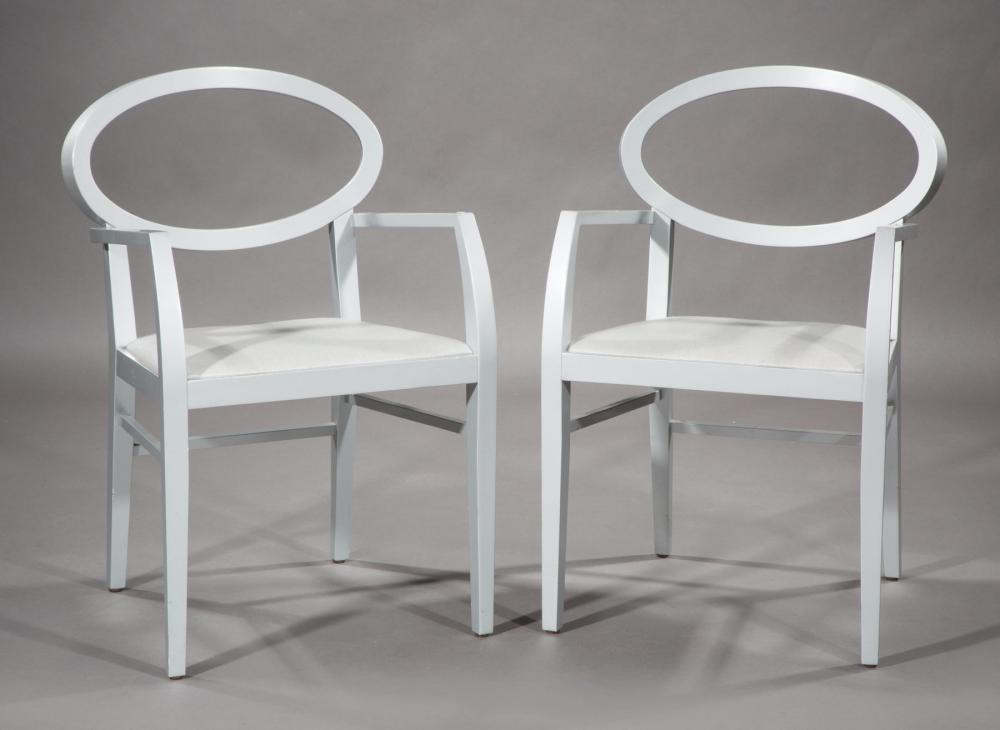 Appraisal: Pair of Contemporary Painted Zarina Armchairs designed by William Sawaya