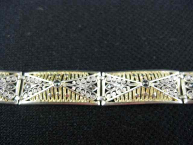 Appraisal: Sterling Silver Marcasite Bracelet gold-wash signed Germany '' long ''