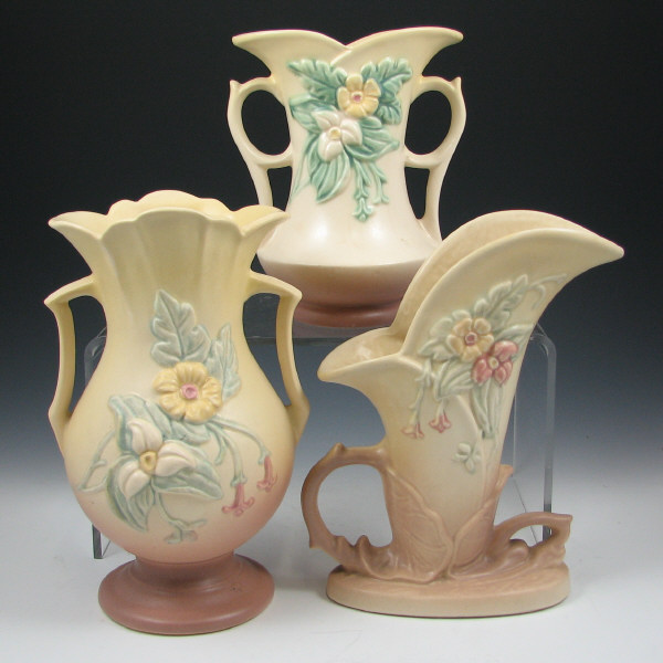 Appraisal: Hull Wildflower - Vases Cornucopia Lot of three Wildflower pieces