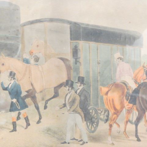 Appraisal: Equestrian Engraving The Derby Pets the Arrival hand colored image