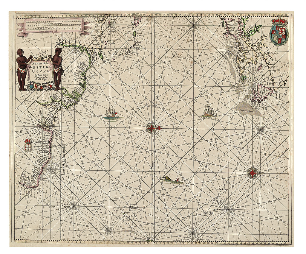 Appraisal: SELLER JOHN A Chart of the Western Ocean Double-page engraved