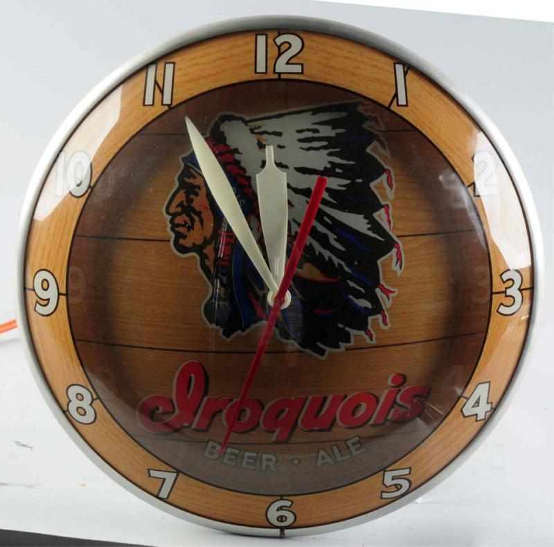 Appraisal: Iroquois Beer Reverse Glass Light-Up Bubble Clock Clock and glass