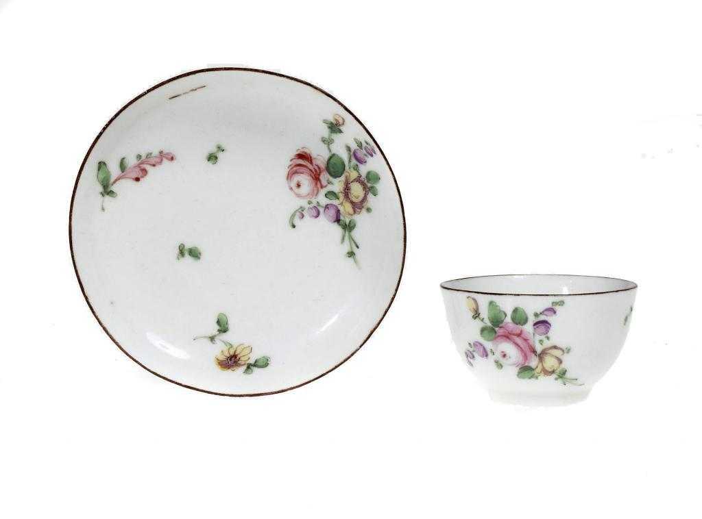 Appraisal: A DERBY TOY TEA BOWL AND SAUCER enamelled in Meissen