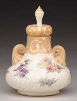 Appraisal: CROWN MILANO COVERED JAR White opal glass with floral decoration