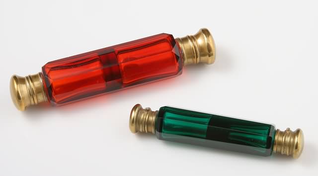 Appraisal: With brass tops ruby example with internal stoppers green example