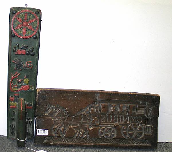 Appraisal: An English carved wood cookie board and a Swedish carved