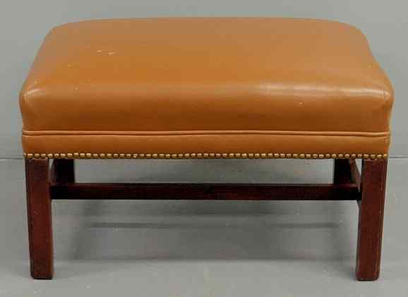 Appraisal: Chippendale style mahogany footstool by Kittinger with a leather top