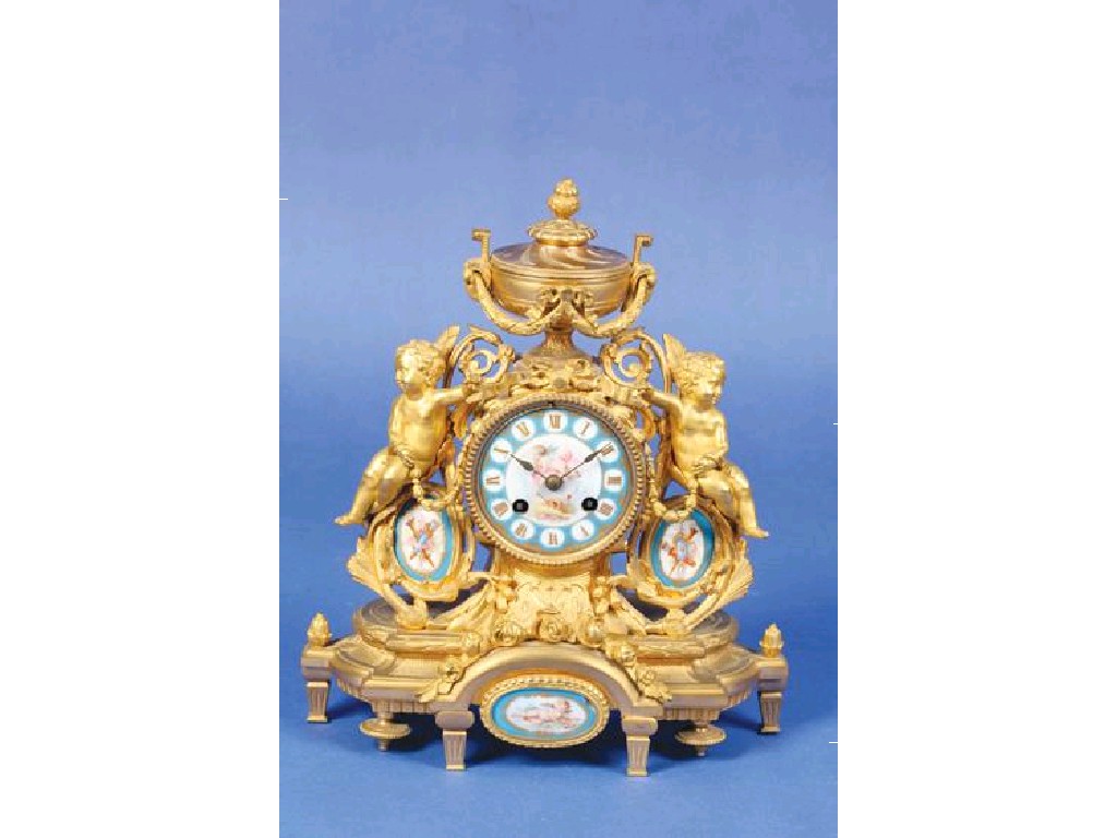 Appraisal: A LOUIS XV STYLE ORMOLU AND SEVRES PORCELAIN MANTEL CLOCK