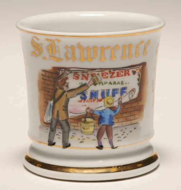 Appraisal: Occupational shaving mug Sign Poster Gilt trim Good condition