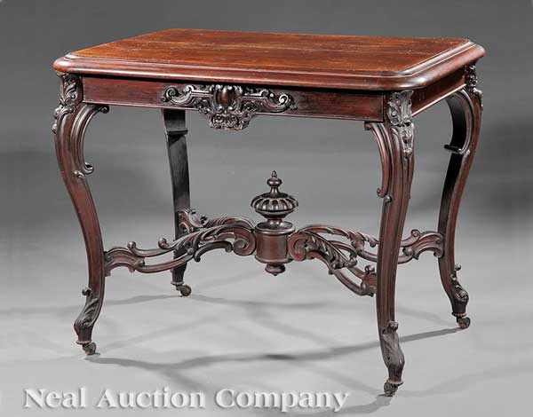 Appraisal: An American Rococo Carved Rosewood Center Table mid- th c