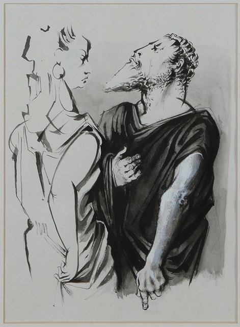 Appraisal: Michael Ayrton British - Medea and Jasonpen ink and gouache