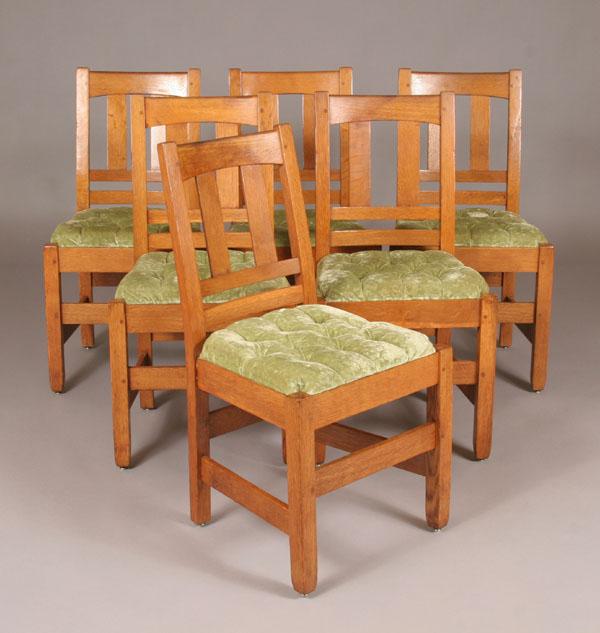 Appraisal: Set of six Stickley Brothers Quaint Mission oak side chairs