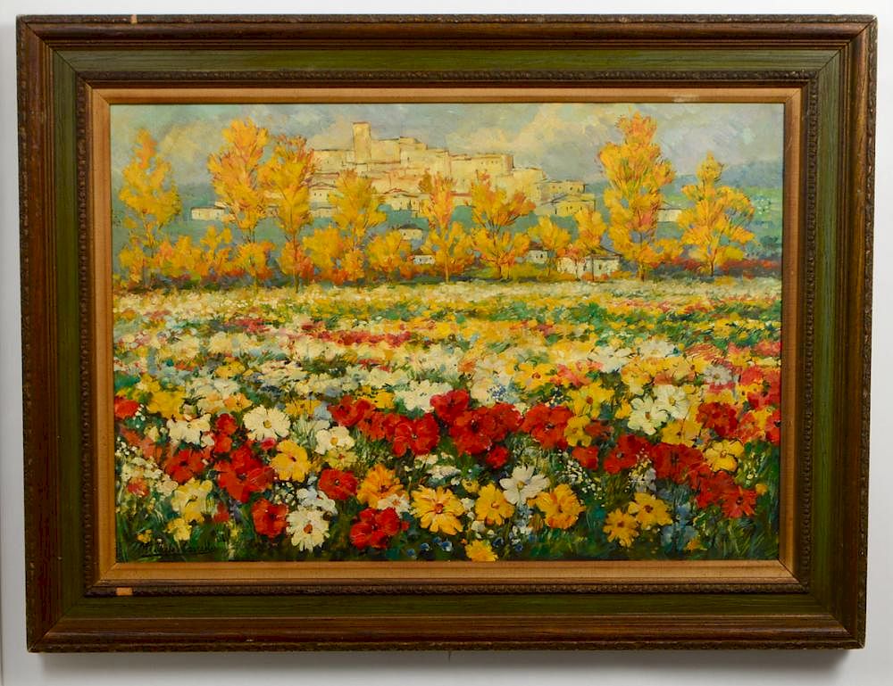 Appraisal: MICHELE CASCELLA American Italian - Landscape with Poppies Signed l