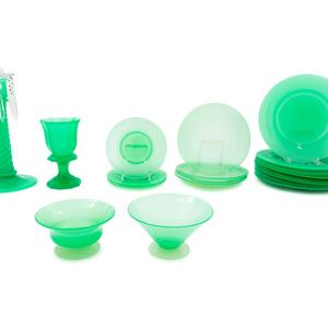 Appraisal: A Group of Green Opaline Glass Table Articles th and