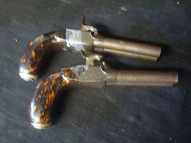 Appraisal: Pair of th Cent Twin-Barrel Liege Pistols Marked along barrel