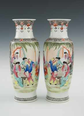 Appraisal: A Large Pair of Famille Rose Porcelain Vases Republic Period