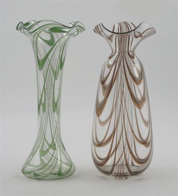 Appraisal: A streaked glass vase probably Webb clear glass with streaked