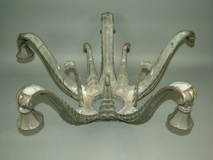 Appraisal: A French Art Deco five branch bronze chandelier circa the