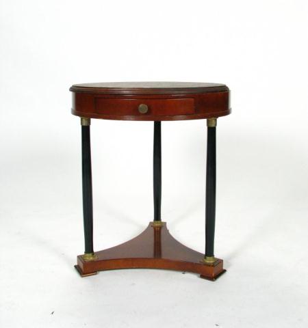 Appraisal: Pair of Classic Style Round Mahogany Occasional Tables with ebony