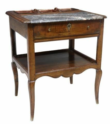 Appraisal: French Louis XV style walnut rafraichissoir desserte table late th