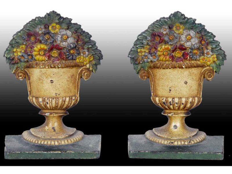 Appraisal: Flowers in Urn B H Cast Iron Bookends Description -