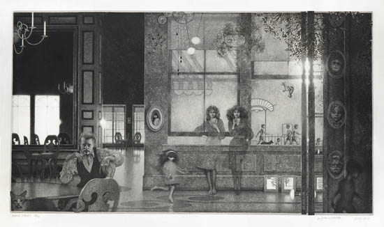 Appraisal: PETER MILTON Interiors I Family Reunion Resist-ground etching and engraving