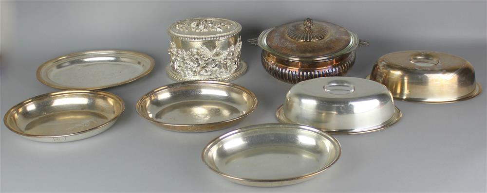 Appraisal: EIGHT VARIOUS SILVERPLATED SERVING ARTICLES including various oval serving bowls