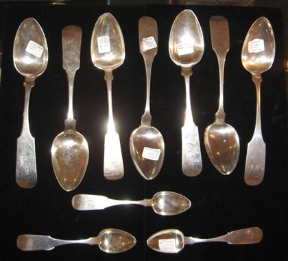 Appraisal: Group of ten coin silver table and teaspoons philadelphia first