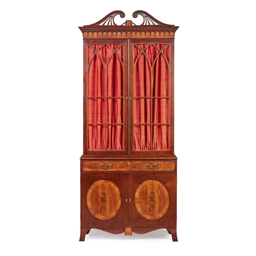 Appraisal: GEORGIAN STYLE MAHOGANY KINGWOOD GUN CABINET EARLY TH CENTURY the