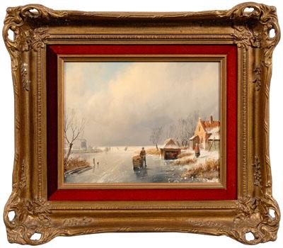 Appraisal: th century Dutch School painting winter scene figures on frozen